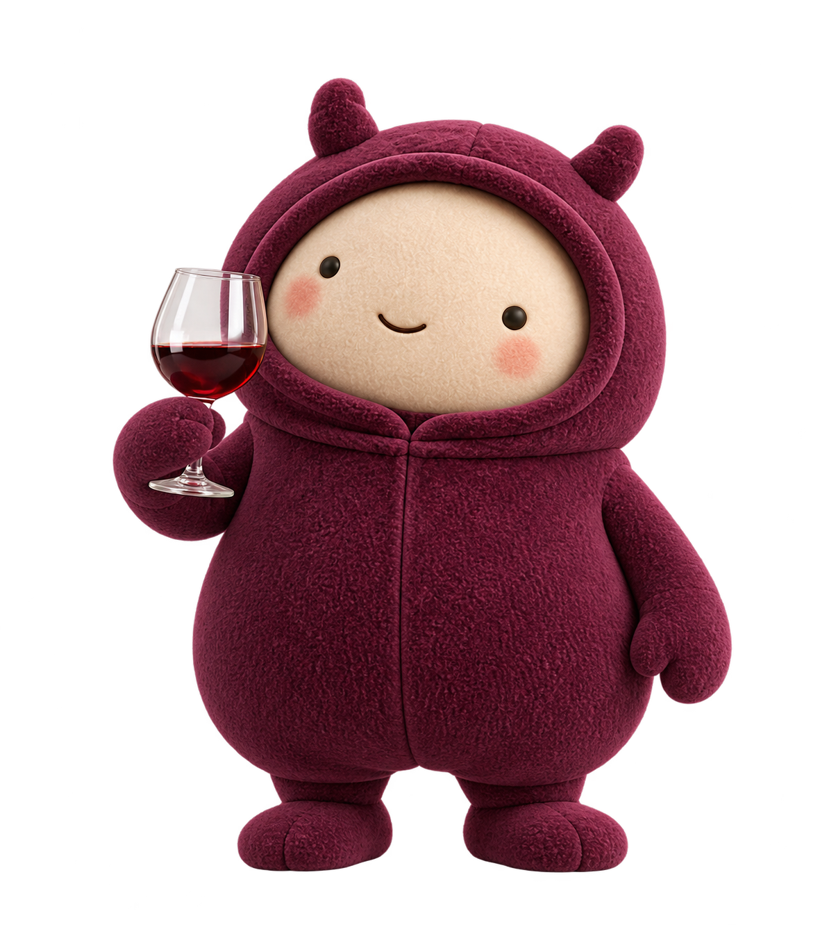Cellar Monster Hooded Connoisseur holding a glass of red wine