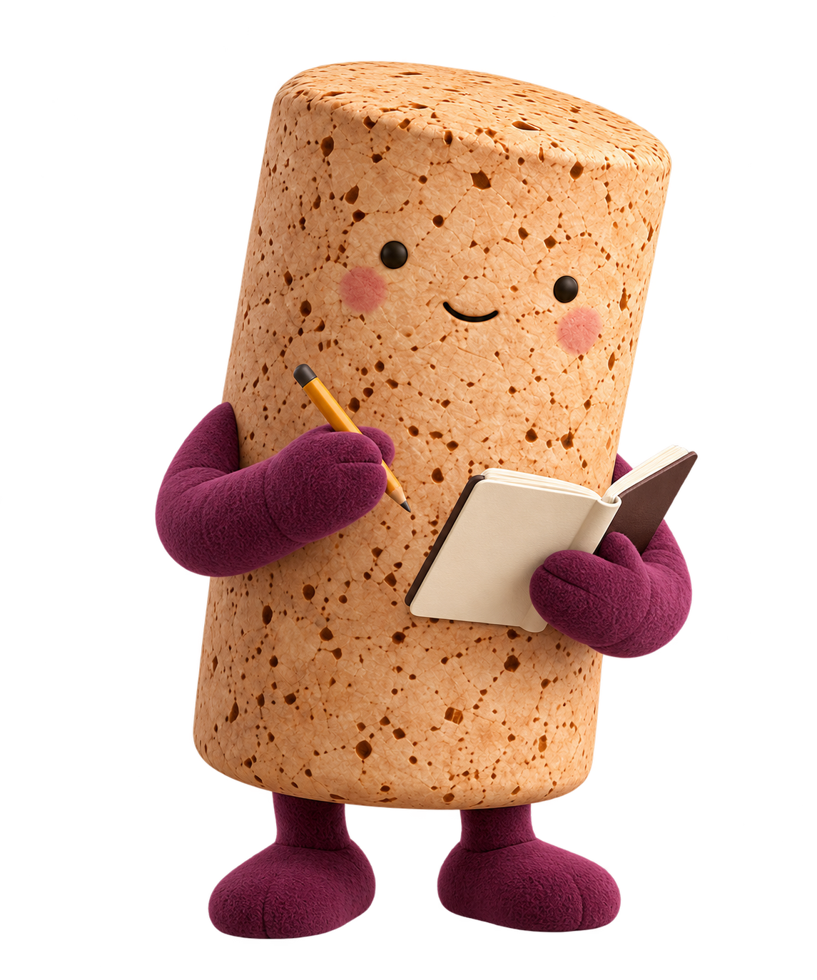 Cork Keeper mascot writing a tasting note